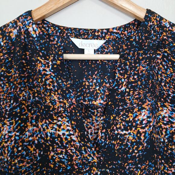 Decree V-Neck Tunic Top Women Large Abstract Boho Indie Dark Academia Artistic - Picture 5 of 13